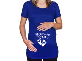 Modré tehotenské tričko s nápisom Nechytať, kopem
