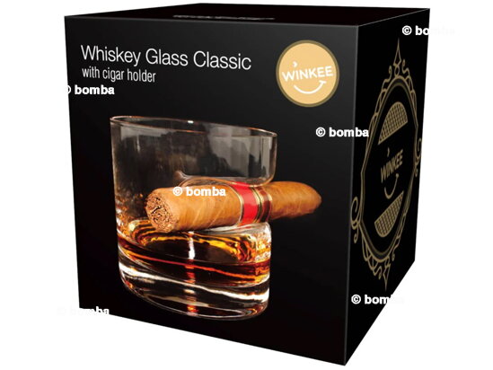 Klasický pohár na whisky s držiakom na cigary
