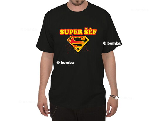 Čierne tričko Super šéf - veľkosť L