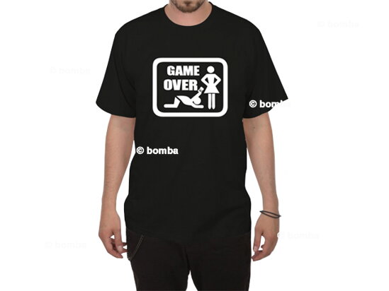 Čierne svadobné tričko Game Over - veľkosť XL