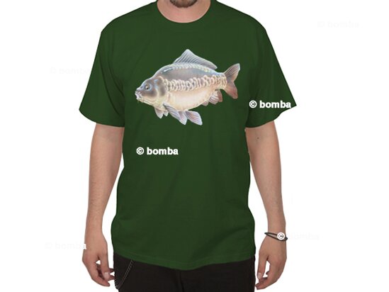Zelené rybárske tričko s kaprom - veľkosť L