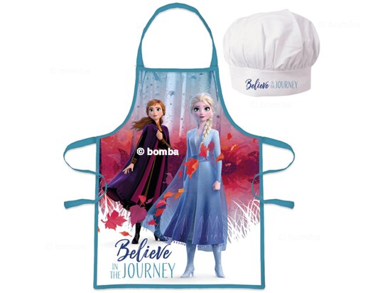 Dievčenská zástera s čiapkou Frozen II Anna a Elsa