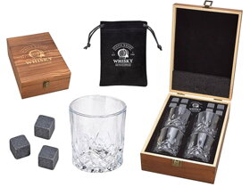 Veľký whisky set v luxusnej drevenej krabičke