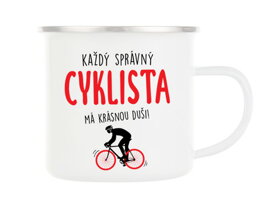 Plechový hrnček pre správneho cyklistu