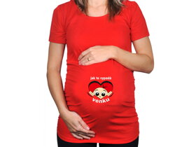 Červené tehotenské tričko Ako to vyzerá vonku CZ