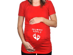 Červené tehotenské tričko Nechytať, kopem CZ