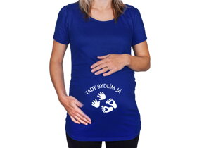Modré tehotenské tričko s nápisom Tu bývam ja CZ
