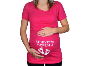 Ružové tehotenské tričko s nápisom Nechytať, kopem