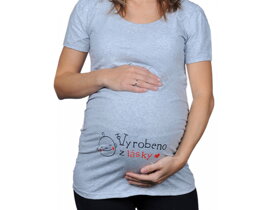 Šedé tehotenské tričko Vyrobené z lásky CZ