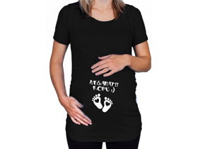 Čierne tehotenské tričko Nechytať, kopem CZ