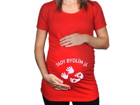 Červené tehotenské tričko s nápisom Tu bývam ja CZ