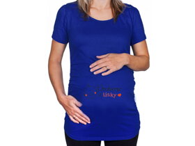 Modré tehotenské tričko s nápisom Urobené z lásky
