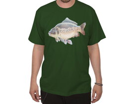 Zelené rybárske tričko s kaprom - veľkosť XL