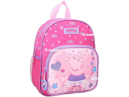 Ružový ruksak Peppa Pig s vreckami na fľašu