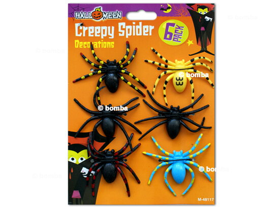 Farebné plastové pavúky, 6 ks