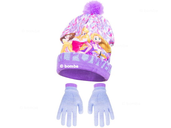 Fialová čiapka a rukavice Princess II - veľkosť 52