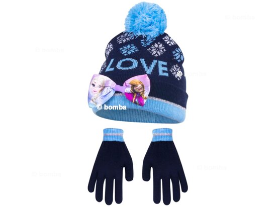 Modrá čiapka a rukavice Frozen II Love veľkosť 52