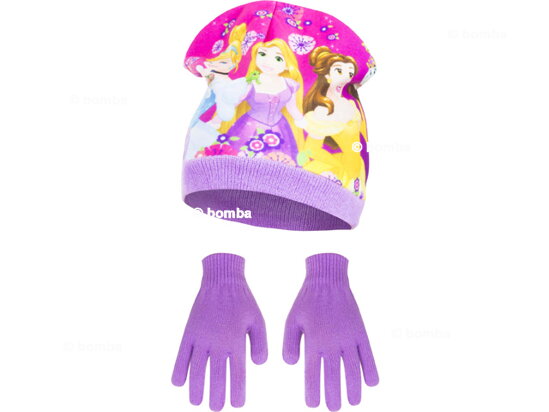 Fialová čiapka a rukavice Princess - veľkosť 54