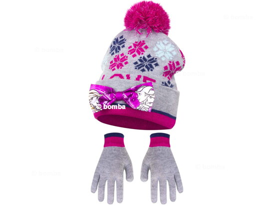 Šedá dievčenská čiapka a rukavice Frozen - veľkosť 54 