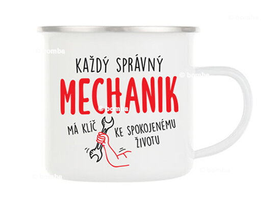 Plechový hrnček pre správneho mechanika