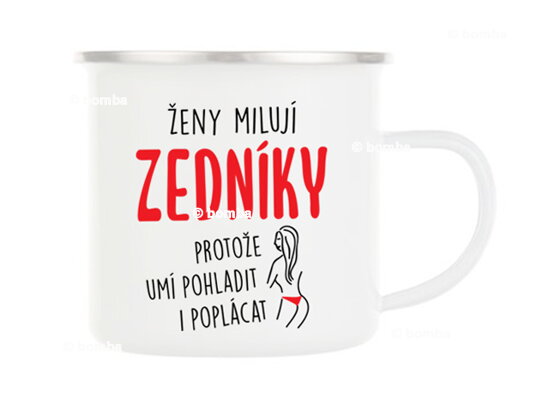 Plechový hrnček pre atraktívneho murára