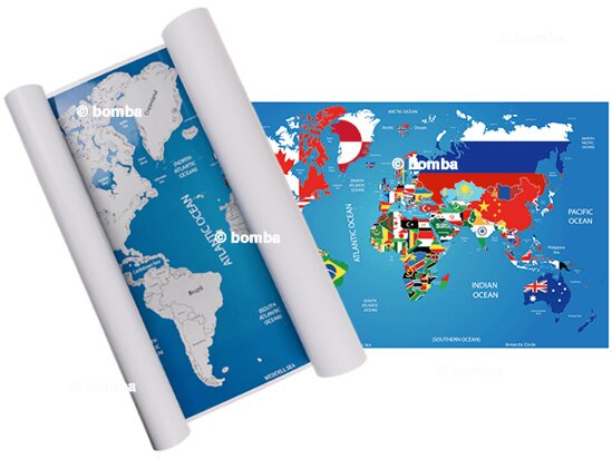 Stieracia mapa sveta s vlajkami štátov