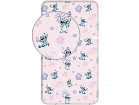 Ružová napínacia plachta pre deti Disney Stitch