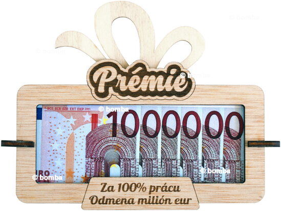 Tabuľka na peniaze Prémie za 100% prácu