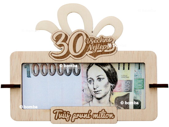Tabuľka na peniaze Tvoj prvý milión k 30 CZ