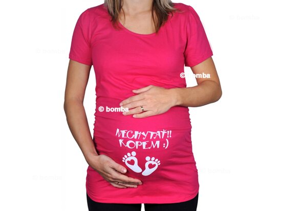 Ružové tehotenské tričko s nápisom Nechytať, kopem