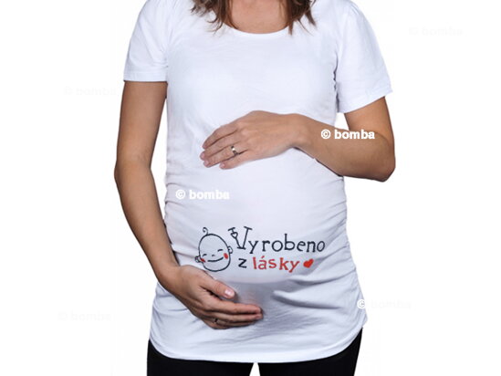 Biele tehotenské tričko Vyrobené z lásky CZ