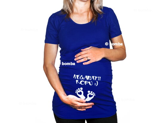 Modré tehotenské tričko Nechytať, kopem CZ