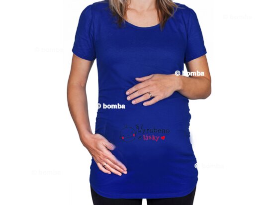 Modré tehotenské tričko Vyrobené z lásky CZ