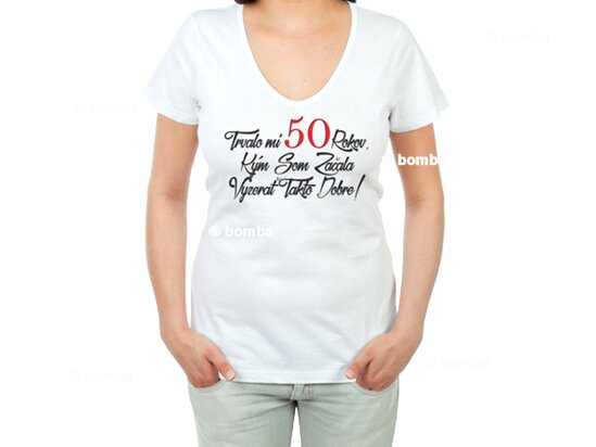 Narodeninové tričko k 50 pre ženu - veľkosť XL