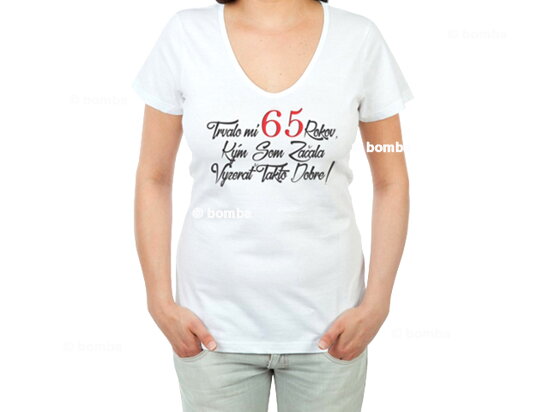 Narodeninové tričko k 65 pre ženu -  veľkosť M