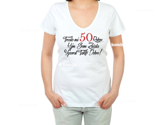 Narodeninové tričko k 50 pre ženu - veľkosť M