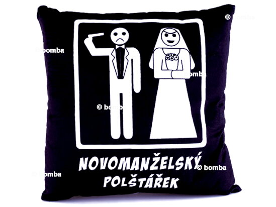 Novomanželský vankúš čierno-biely