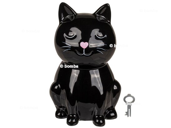 Čierna keramická pokladnička mačka