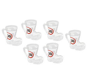 Sklenené poldecáky v tvare čižiem pre 30-ročných