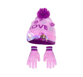 Ružová čiapka a rukavice Frozen II Love - veľkosť 52