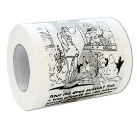 WC papier s kreslenými vtipmi a gratuláciou