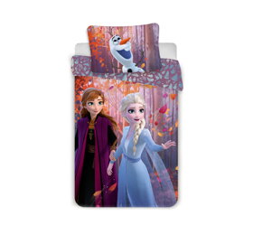 Dievčenské posteľné obliečky Frozen - Anna, Elsa a Olaf