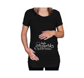 Čierne tehotenské tričko Budem čertík po oteckovi