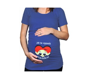 Modré tehotenské tričko Ako to vyzerá vonku