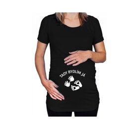 Čierne tehotenské tričko s nápisom Tu bývam ja CZ