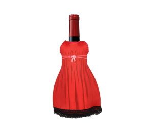 Červené dámske šaty na fľašu