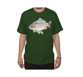 Zelené rybárske tričko s kaprom - veľkosť XL