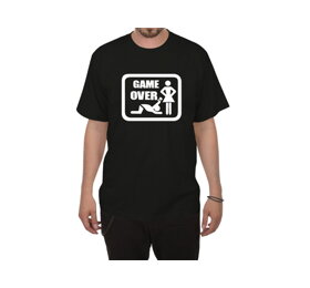 Čierne svadobné tričko Game Over - veľkosť XXL